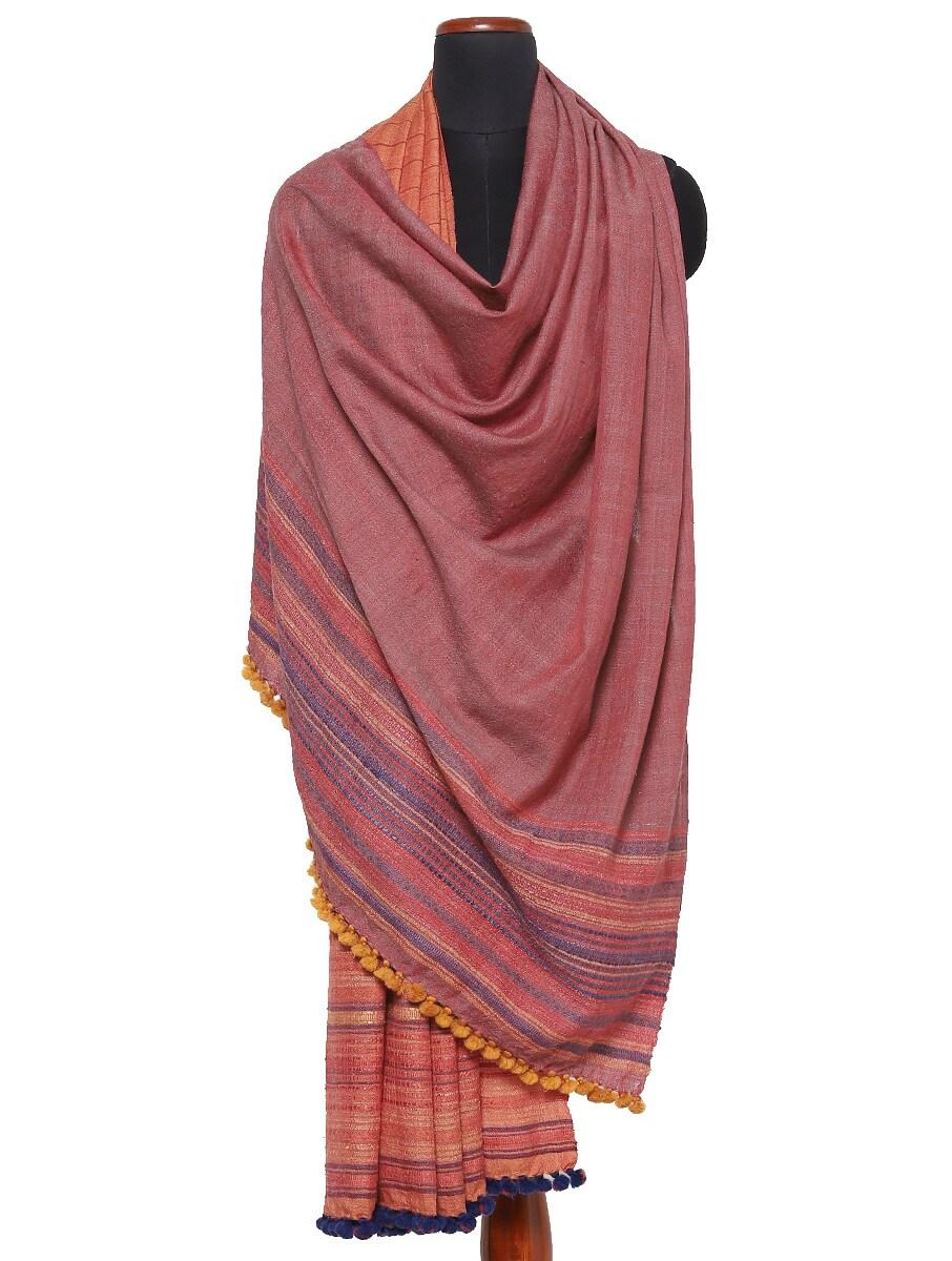 women orange silk blend bhujodi shawls