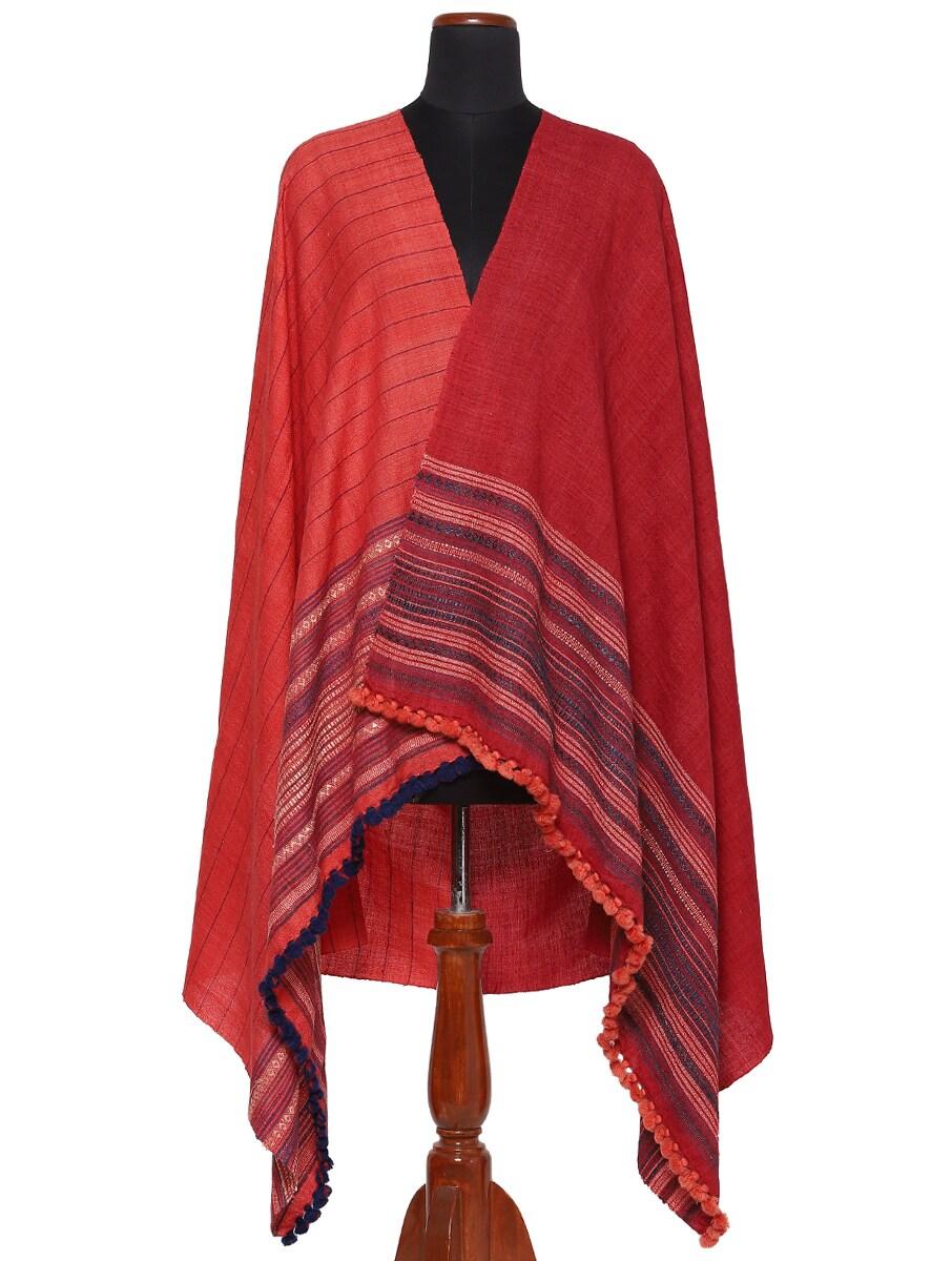 women orange silk blend bhujodi shawls