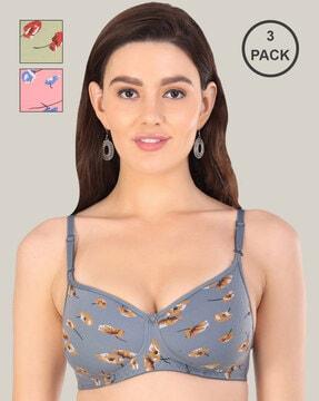 women pack of 3 floral print t-shirt bras