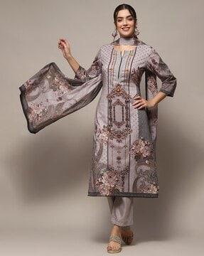 women paisley print 3-piece dress material