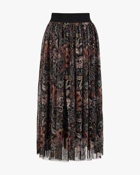 women paisley print flared skirt
