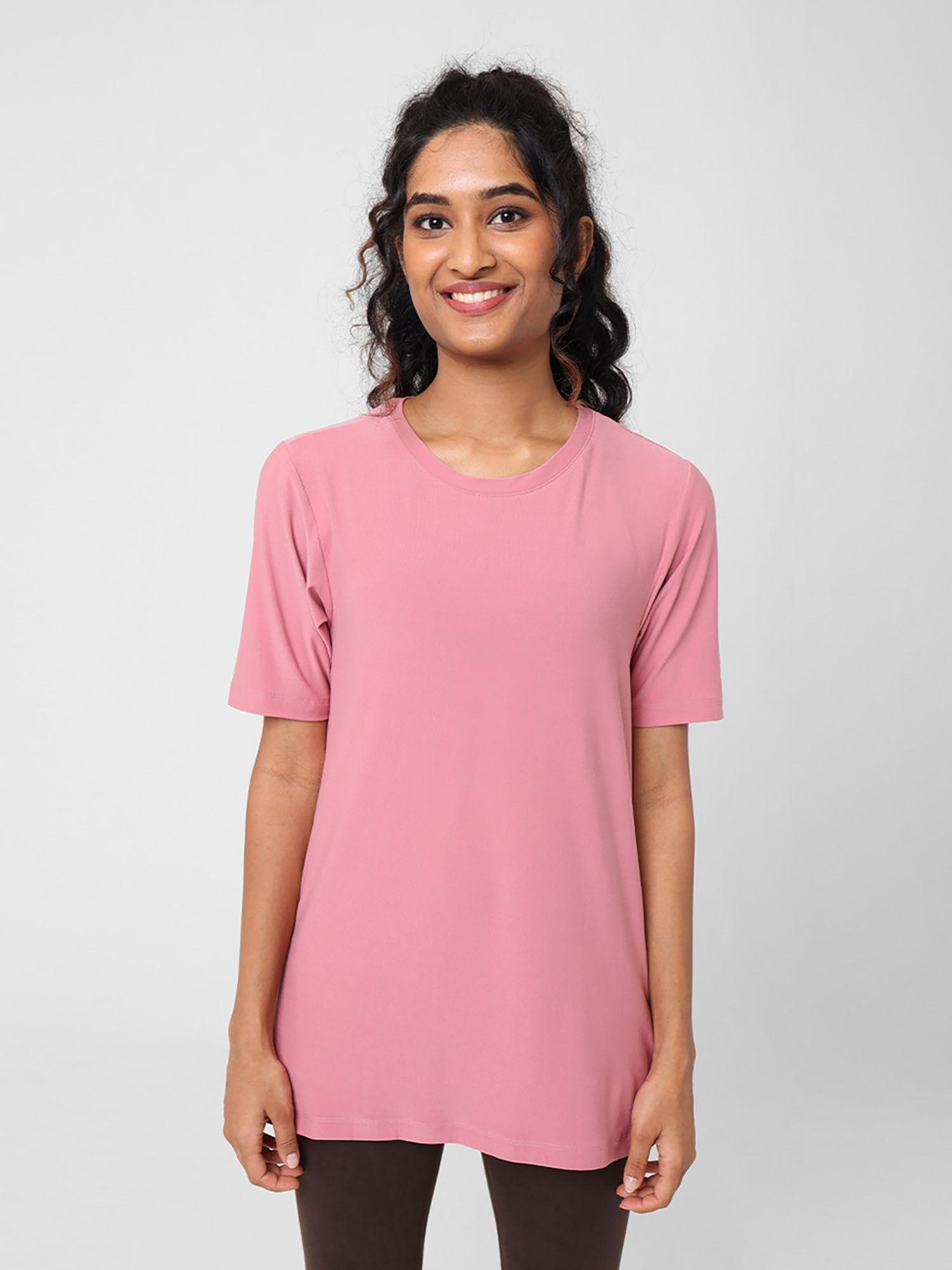 women pink breezy kur-tee with 2 pockets and side slit