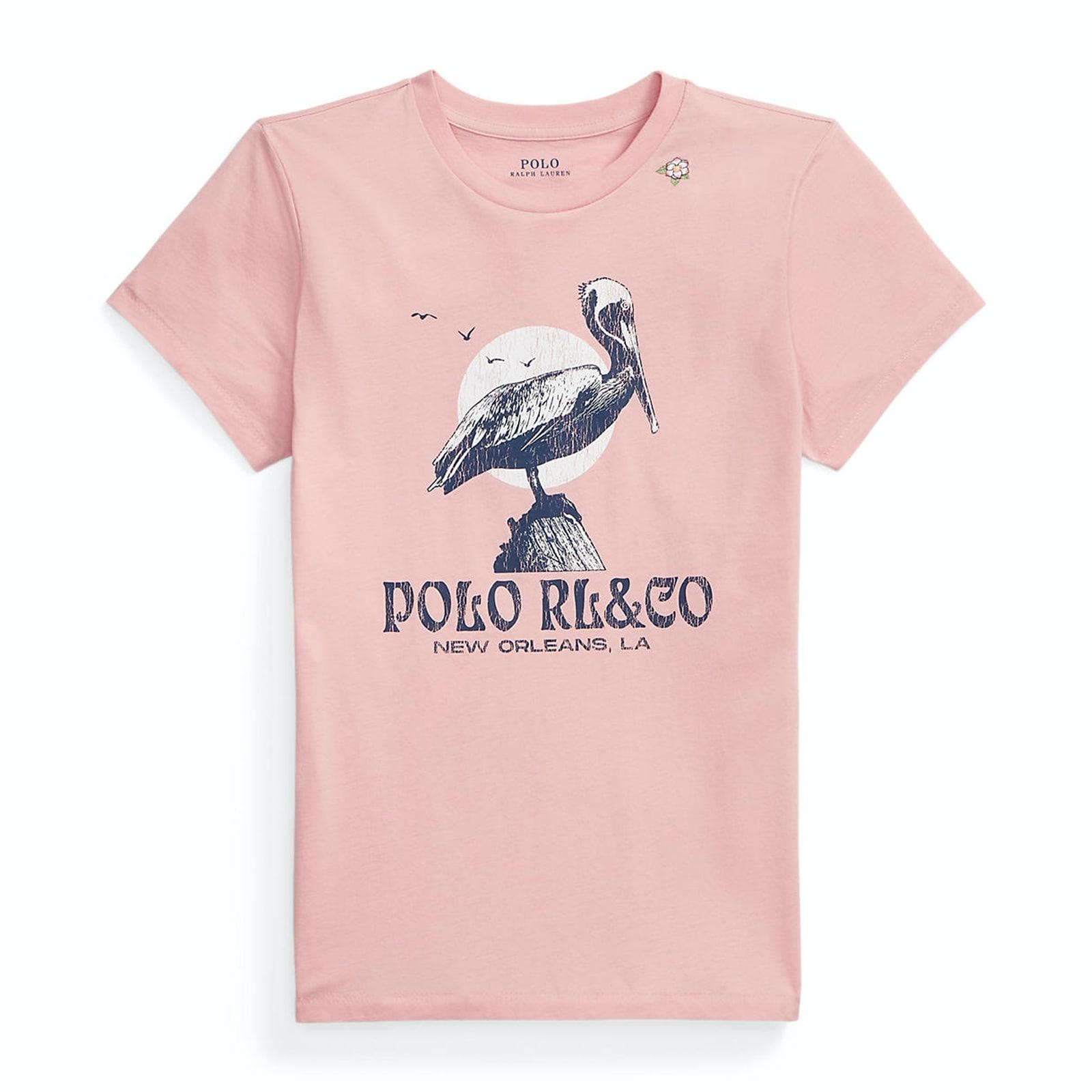 women pink pelican logo graphic jersey t-shirt