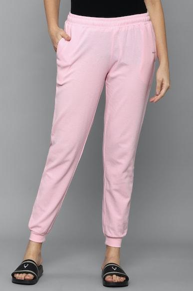 women pink regular fit solid casual jogger pants