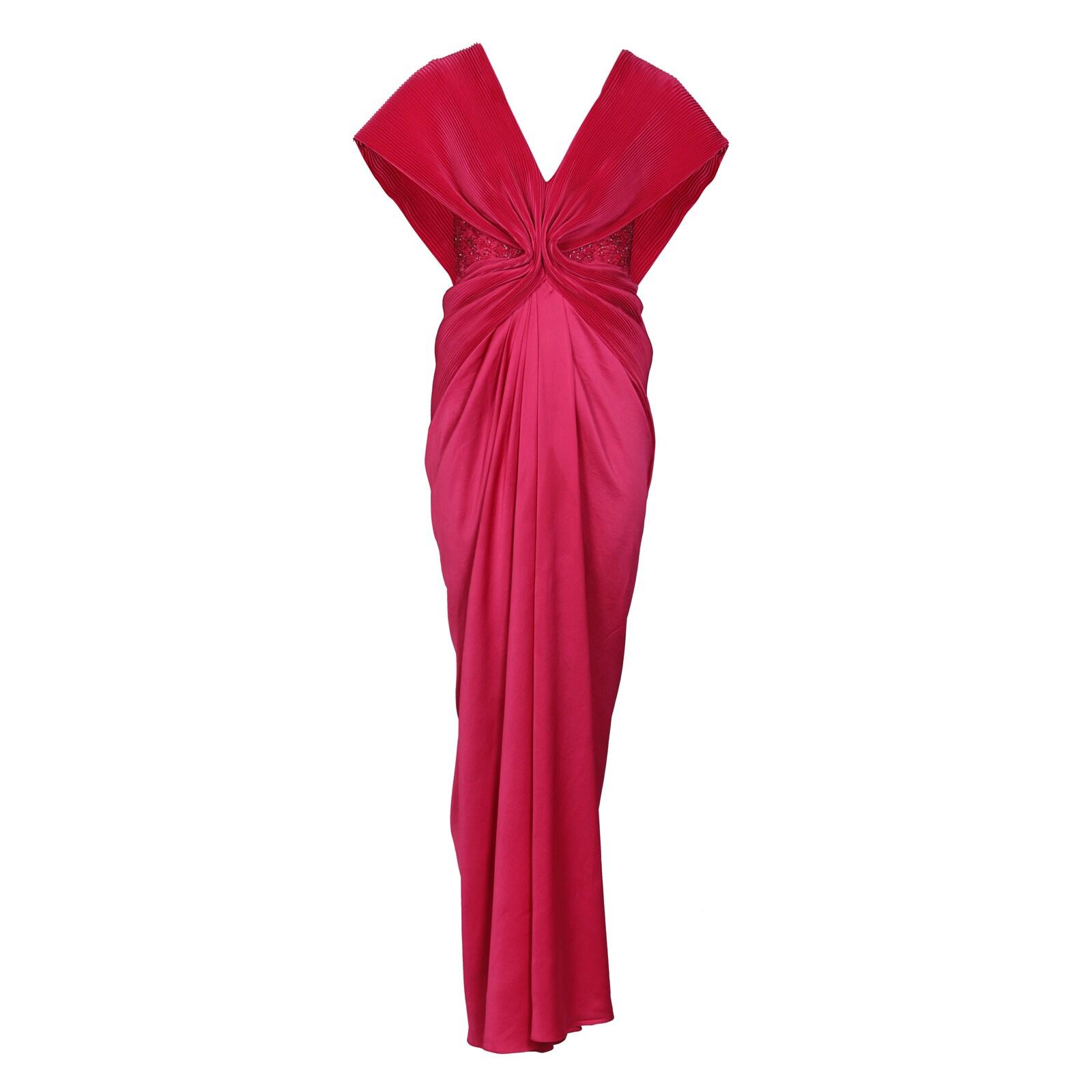 women pleated cape gown