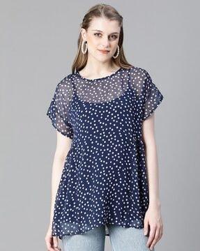 women polka-dot print regular fit tunic