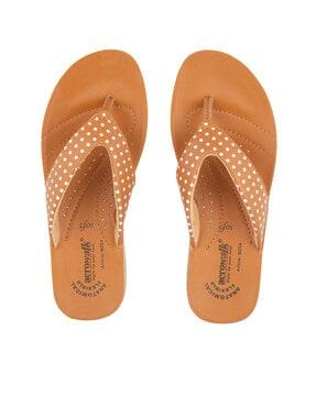 women polka-dot print t-strap slippers