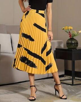 women printed a-line skirt with elasticated waistband