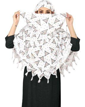 women printed scarves with tassels