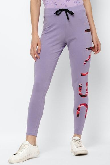 women purple regular fit casual leggings