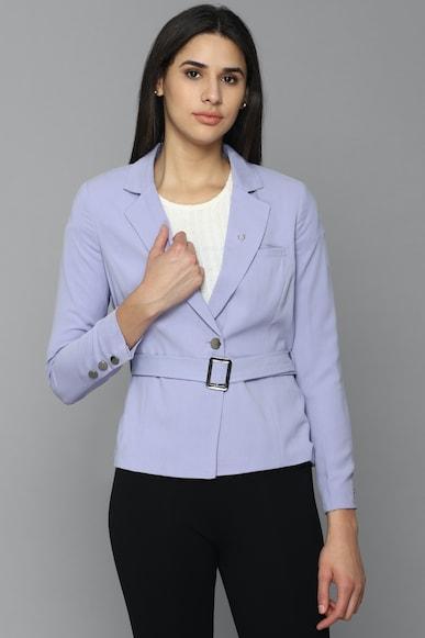 women purple solid casual blazer