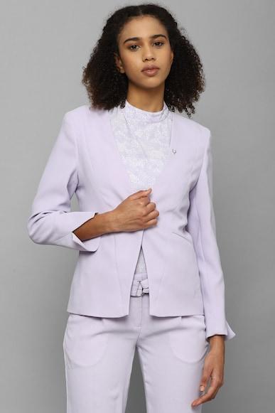 women purple solid casual blazer