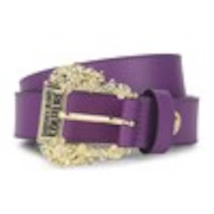 women purple solid gold-buckle pu belt