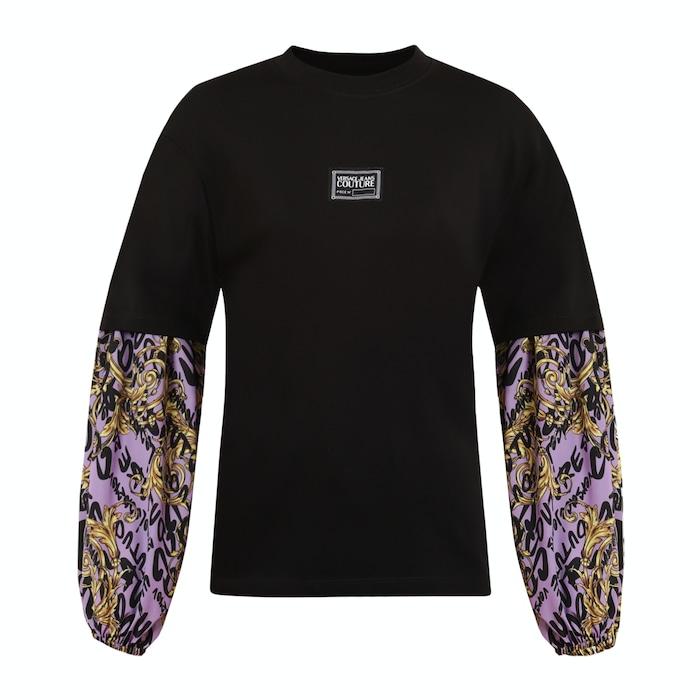 women purple solid printed sleeves top