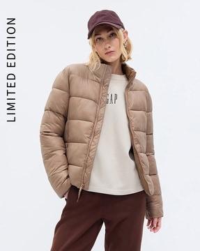 women quilted relaxed fit puffer jacket