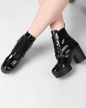 women regular fit ankle-length boots with lace fastening