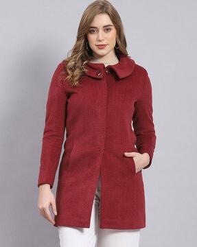 women regular fit coat with slip pockets