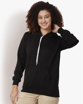 women regular fit hooded sweatshirt with kangaroo pockets