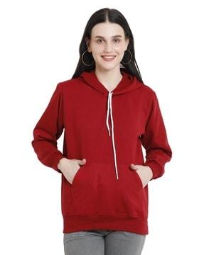 women regular fit hoodie with drawstring