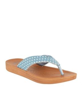 women regular fit polka-dot slip-on thong-strap flip-flops