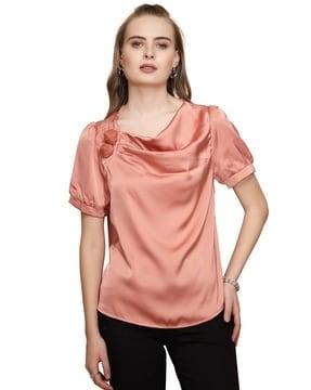 women regular fit top with short sleeves