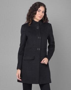 women regular fit trench coat with insert pockets