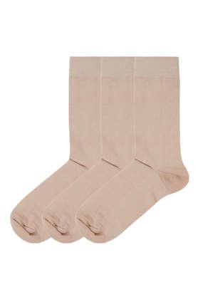 women regular length cotton socks - pack of 3 - natural