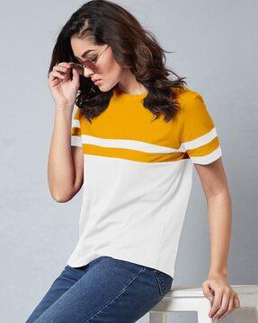 women relaxed fit colour-block t-shirt