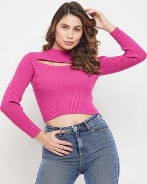 women relaxed fit high-neck pullover