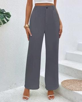 women relaxed fit pleated trousers