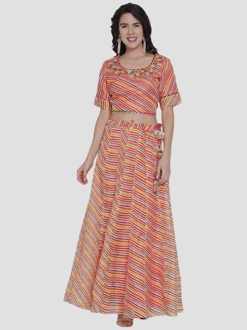 women republic multicolored embroidered lehenga choli set