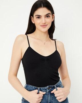 women ribbed camisole with adjustable strap