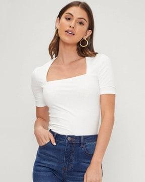 women ribbed fitted top