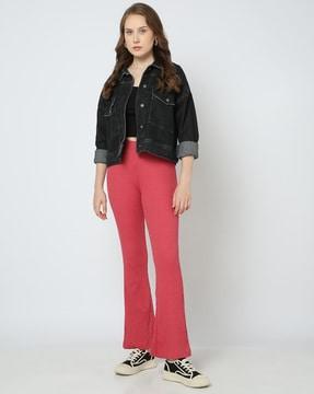 women ribbed flared pants
