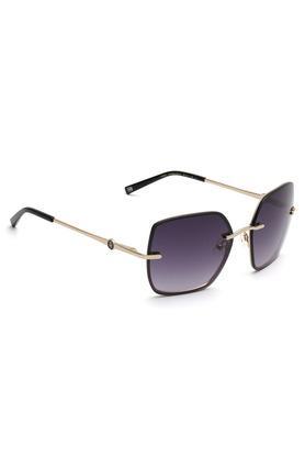 women rimless non-polarized round sunglasses - 2622 c4 gdblkgr 56 s with case