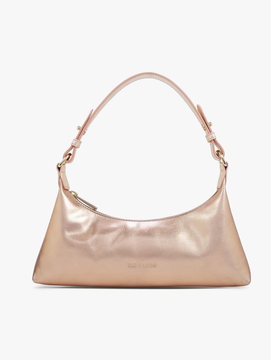 women rose gold leather tote bag
