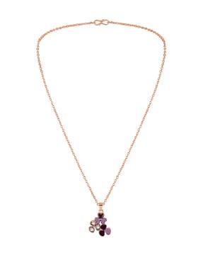 women rose gold-plated crystal floral pendant with chain