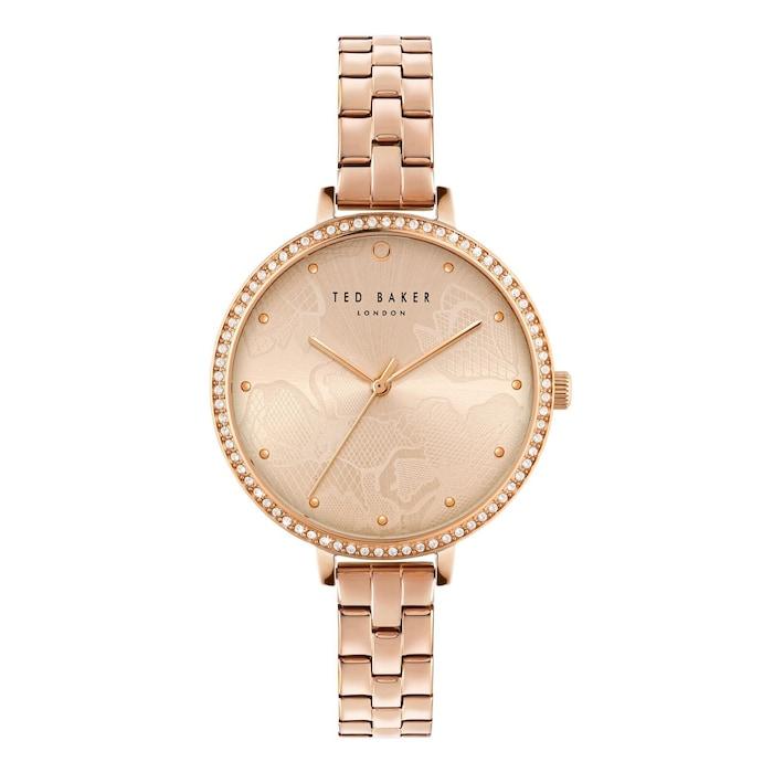 women rose gold-tone dial watch with stainless steel bracelet