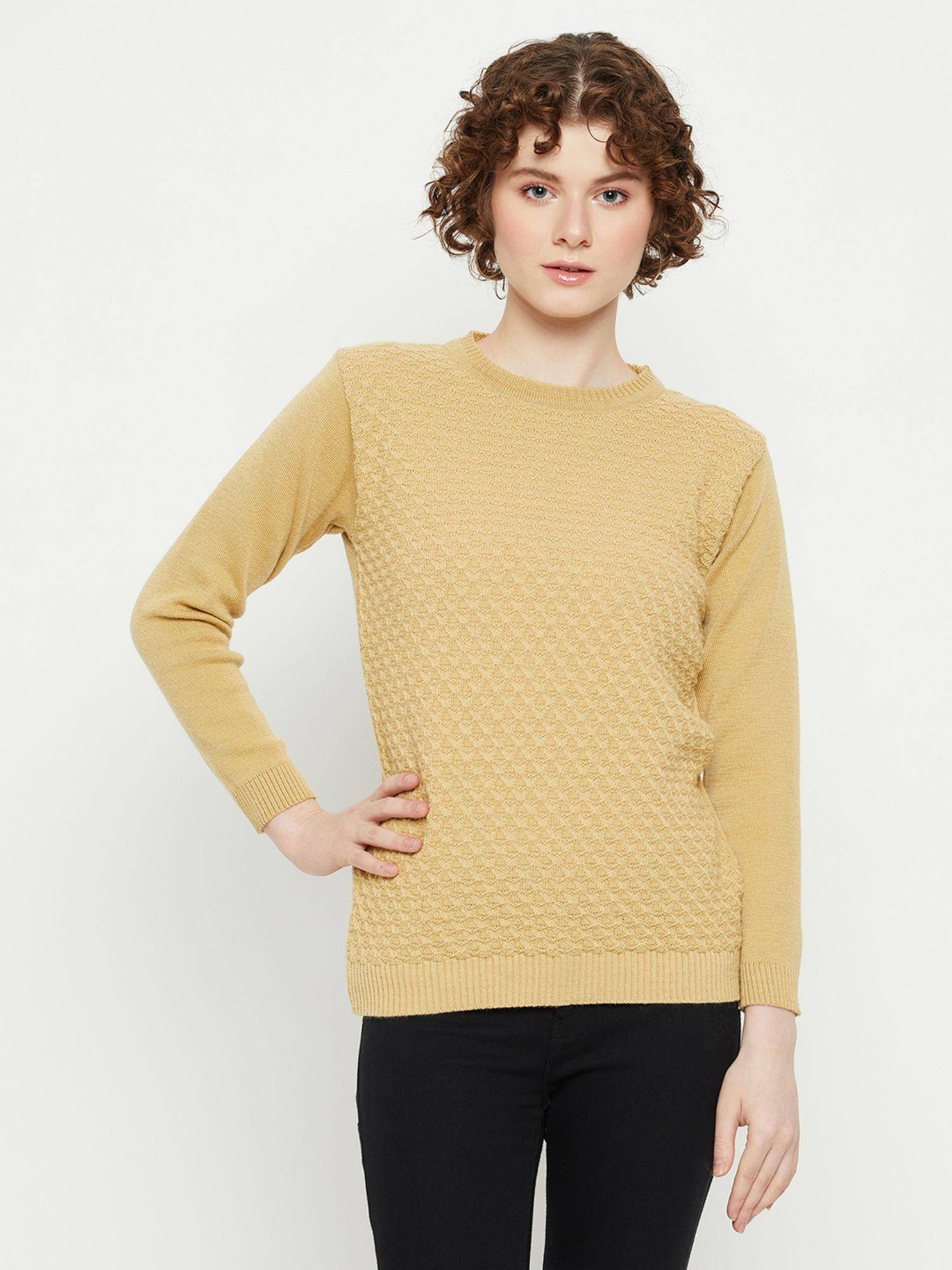 women round neck full sleeves sweater