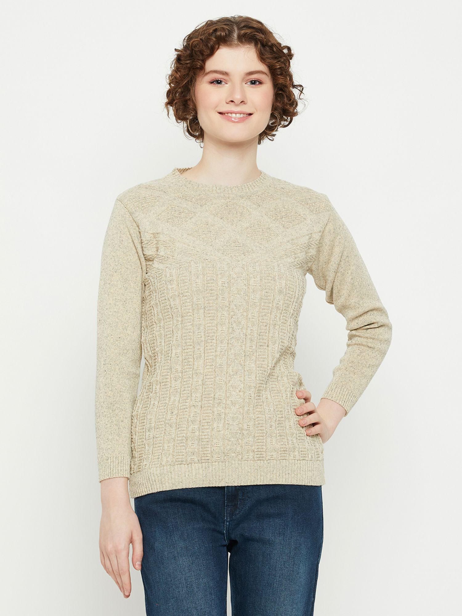 women round neck full sleeves sweater