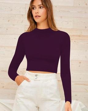 women round-neck fitted top