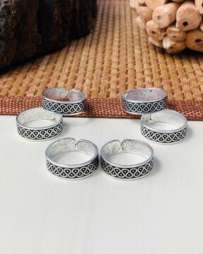 women set of 3 silver-plated adjustable toe rings
