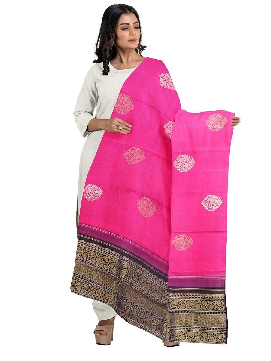 women silk magenta shawl - pfc5017997