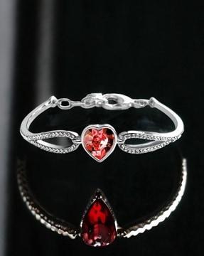 women silver-plated heart bracelet