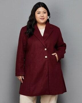 women single breasted coat with insert pockets