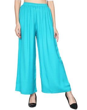 women slim fit palazzos with elasticated waist