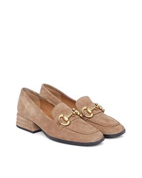women slip-on shoes with metal accent