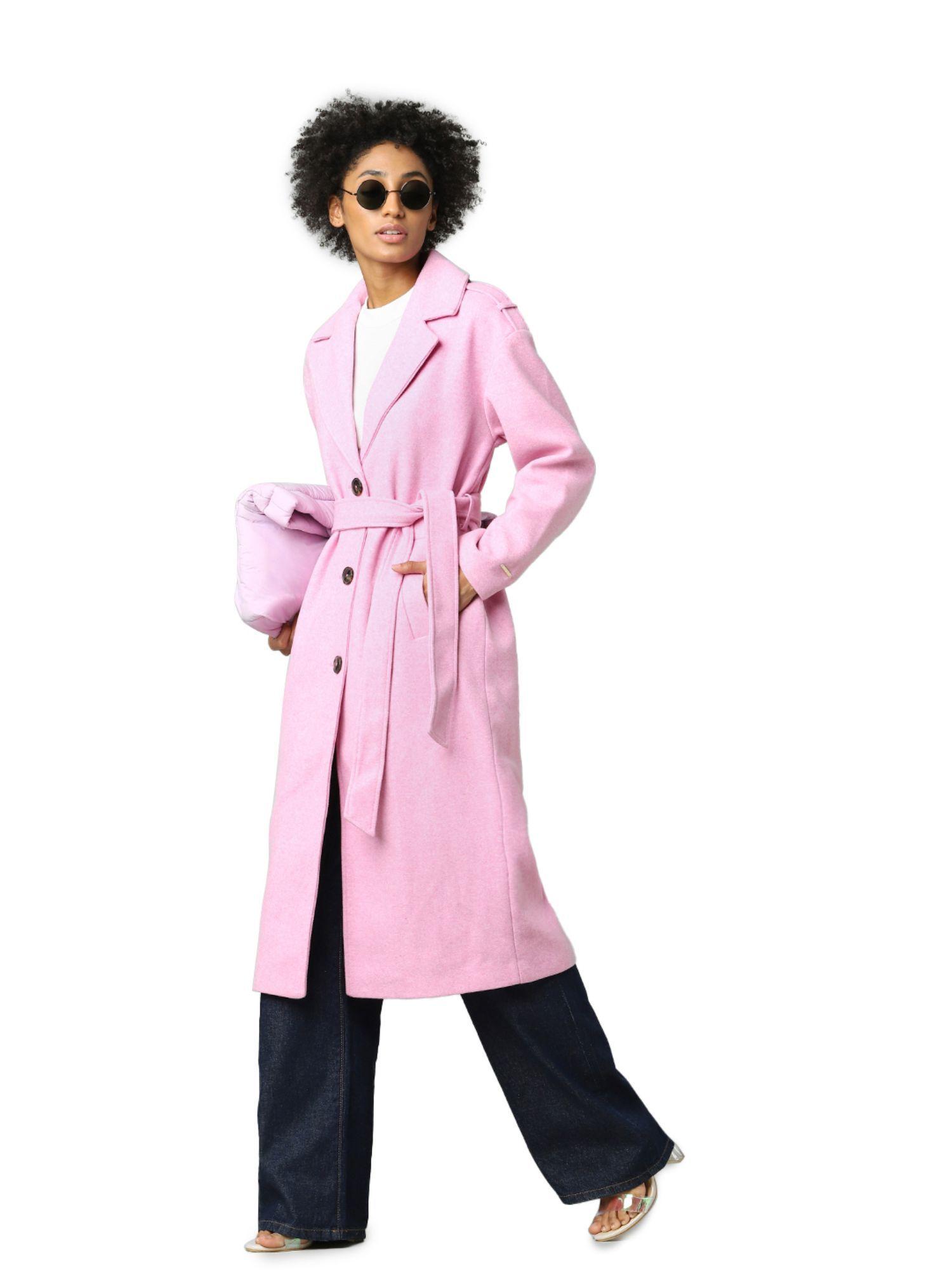 women solid pink coat (set of 2)