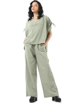 women solid relaxed fit set