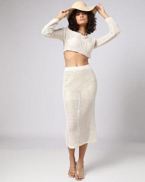 women solid relaxed fit skirt-suit set